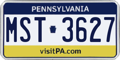 PA license plate MST3627