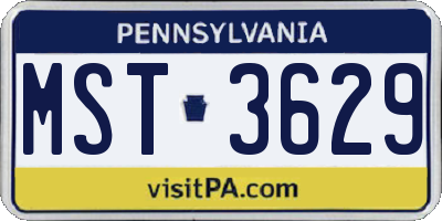 PA license plate MST3629