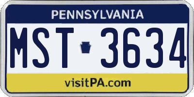 PA license plate MST3634
