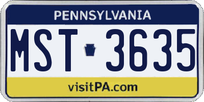 PA license plate MST3635