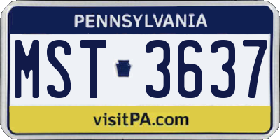 PA license plate MST3637
