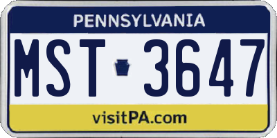 PA license plate MST3647