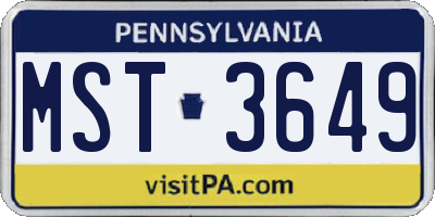 PA license plate MST3649
