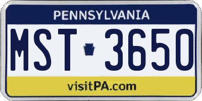 PA license plate MST3650