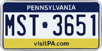 PA license plate MST3651