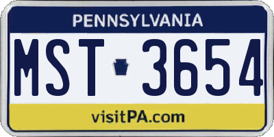 PA license plate MST3654