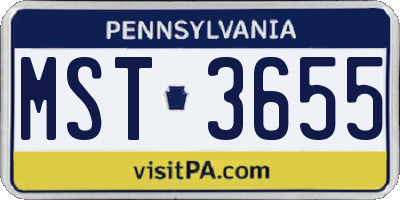 PA license plate MST3655