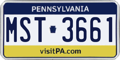 PA license plate MST3661