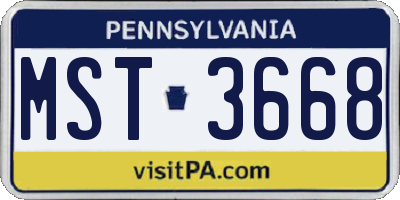 PA license plate MST3668