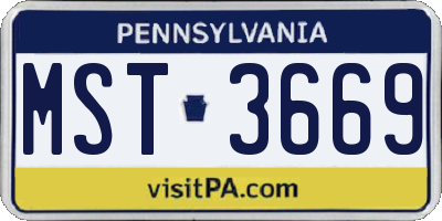 PA license plate MST3669