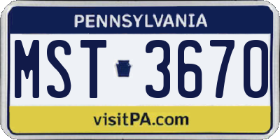 PA license plate MST3670