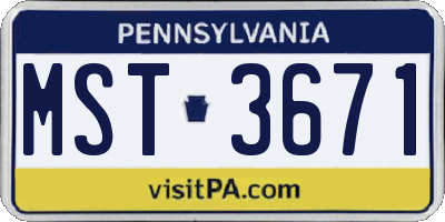PA license plate MST3671