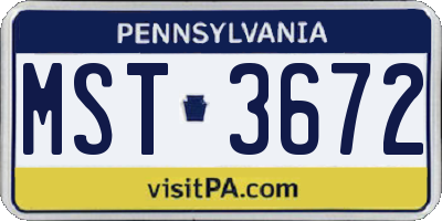 PA license plate MST3672