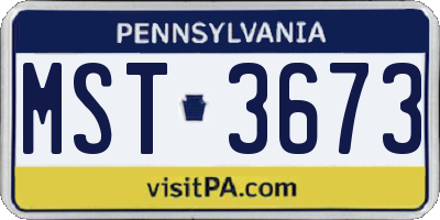 PA license plate MST3673