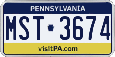 PA license plate MST3674