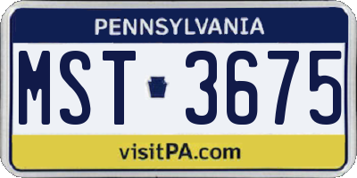 PA license plate MST3675