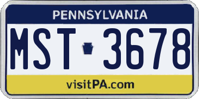 PA license plate MST3678