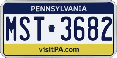 PA license plate MST3682