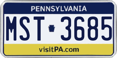 PA license plate MST3685