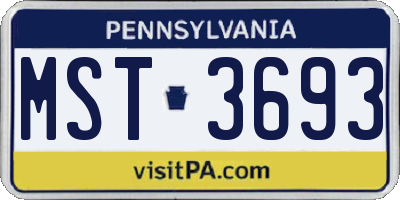 PA license plate MST3693