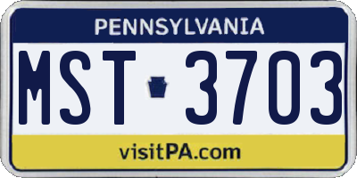 PA license plate MST3703