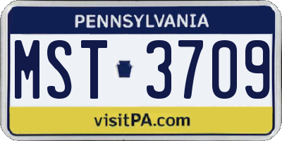 PA license plate MST3709