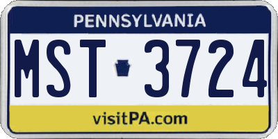 PA license plate MST3724