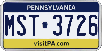 PA license plate MST3726