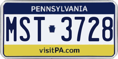 PA license plate MST3728
