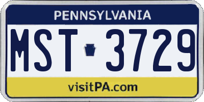 PA license plate MST3729