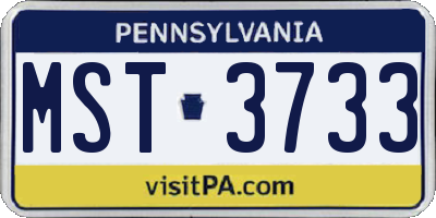 PA license plate MST3733
