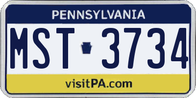 PA license plate MST3734
