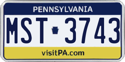 PA license plate MST3743