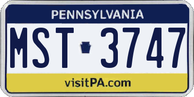 PA license plate MST3747