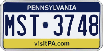 PA license plate MST3748
