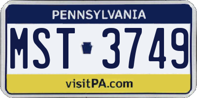 PA license plate MST3749