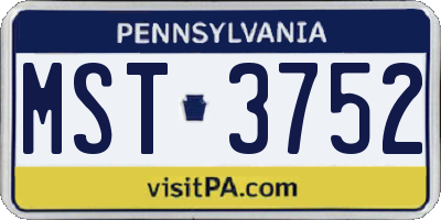 PA license plate MST3752
