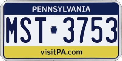 PA license plate MST3753