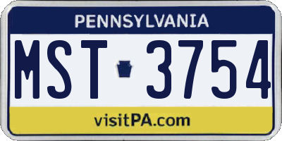 PA license plate MST3754