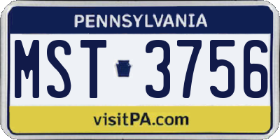 PA license plate MST3756