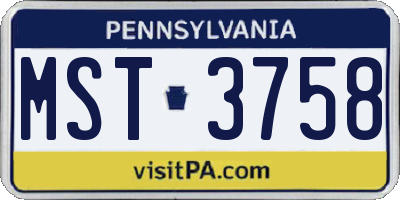 PA license plate MST3758