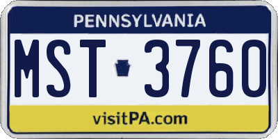 PA license plate MST3760
