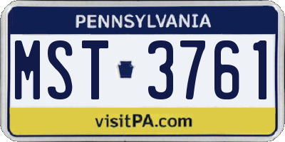 PA license plate MST3761