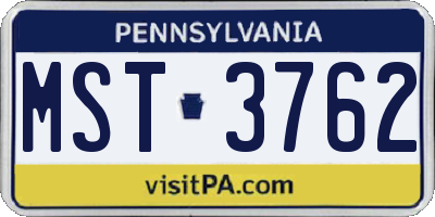 PA license plate MST3762