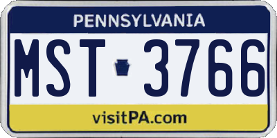 PA license plate MST3766