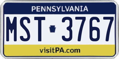 PA license plate MST3767
