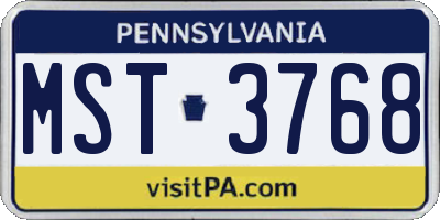 PA license plate MST3768