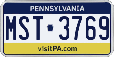 PA license plate MST3769