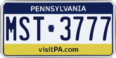 PA license plate MST3777