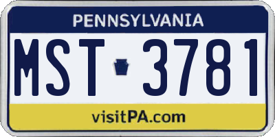 PA license plate MST3781